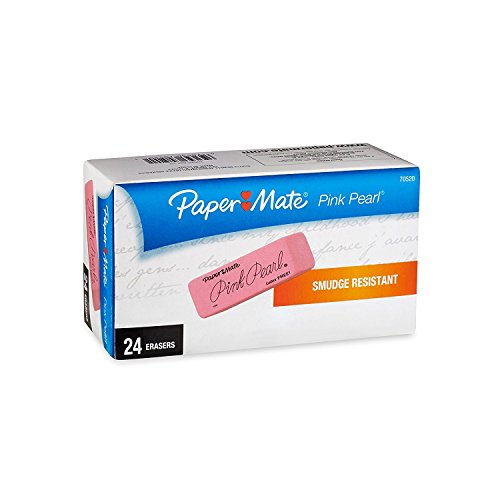 Paper Mate Pink Pearl Premium Erasers, Medium, 24-Count, 3 Boxes