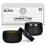 Hearts & Crafts 10-lb. Soy Wax Flakes with 8-oz. Black Tin Cans, 24-Pack Bundle | with Pre-Waxed Wicks and Centering Devices | Candle Making Kit for DIY Enthusiasts, Creative Hobby for Adults