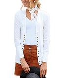 Traleubie Women's Long Sleeve V-Neck Button Down Knit Open Front Cardigan Sweater White M