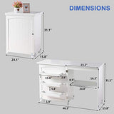 Folding Wood Sewing Table Sewing Machine Craft Cart Cabinets Clearance with Storage Shelves Bins and Lockable Casters for Home(White)