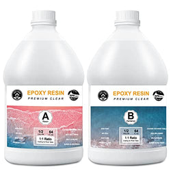 Table Top Epoxy Resin 1 Gallon Crystal Clear Resin Kit 0.5 Gallon Resin and 0.5 Gallon Hardener for Countertops, River Tables, Art Resin, DIY, Tumblers