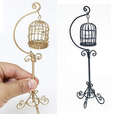 Anniston Dollhouse Furniture, Miniature 1:12 Metal Bird Cage Floor Stand Pretend Play Toy Dollhouse Decoration House Playset Set for Toddlers Girls and Boys, Golden