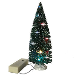 Mini Christmas Bottle Brush Tree with LED Rice Lights - Lighted Green Model Tree for Xmas Decoration Diorama Holiday Village Accessory Crafts Winter Scene Landscape DIY Tabletop Scenes - 9 Inch…