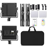 RGB LED Video Lighting Kit, SAMTIAN 2 Packs Photography Lighting with Wireless Remote/App Control, 8 Applicable Scenes, LCD Screen, Dimmable 552PCS LED Studio Lighting for Streaming/YouTube/Tiktok