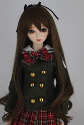 1/3 BJD Doll Wig with 9-10 Inch Doll Wig High Temperature Synthetic Fiber Long Loose Wavy Dark Khaki Hair Wig BJD Doll Wigs for 1/3 BJD SD Doll(3M6P)