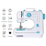 Portable Sewing Machine Mini Sewing Machine 12 Stitches Double Speeds for Beginner Electric Household Crafting Mending Machines with Foot Pedal for Easy Sewing, Children, Blue