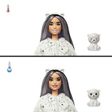 Barbie Doll, Cutie Reveal Polar Bear, Snowflake Sparkle Doll with 10 Surprises, Pet, Color Change and Accessories, Toys and Gifts for Kids