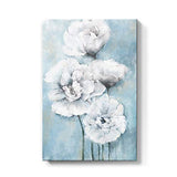 lamplig Flower Artwork White Blue Floral Canvas Prints Pure Poppies Bloom Paintings Modern Plant Printed Pictures with Oil Painted Visual Effect Home Decor for Living Room Bathroom Bedroom 16x24 Inch