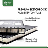 LYTek Sketch Books,Sketchbook Hardcover for Drawing and Sketching, with Spiral Wire and Pencil Loop, Acid Free Paper and Perforated Line,9x12 inches,Perfect for Dry Media.