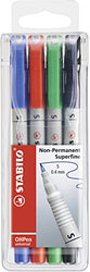 STABILO Superfine Non Permanent Marker - Wallet 4 Assorted Colours
