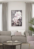 Lamplig Pink and Gray Wall Art Flower Canvas Large Rose Hand Painted Oil Paintings Framed Modern Floral Artwork Wall Picture Art Decor for Living Room Bedroom 32x48 Inch