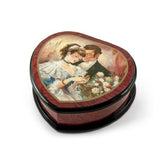 Romantic Heart Shape Painted Ercolano Music Box Titled - A Token of Love by Brenda Burke - Over 400