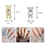 30 Pcs Nail Art Rhinestones,Shiny Alloy Bear 3D With Heart Crystal Nail Decoration,DIY Nail Art Decoration Accessories