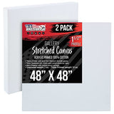 U.S. Art Supply 48 x 48 inch Gallery Depth 1-1/2" Profile Stretched Canvas, 2-Pack - 12-Ounce Acrylic Gesso Triple Primed, - Professional Artist Quality, 100% Cotton - Acrylic Pouring, Oil Painting