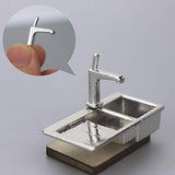 loinhgeo 1/12 Alloy Faucet Sink Model Miniature Durable Doll House Kitchen Ornament Accessory E