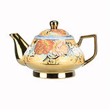 20 Piece European Ceramic Tea Set Porcelain Tea SetWith Metal Holder,flower tea set Peony Painting Round portable shelf (Large version).