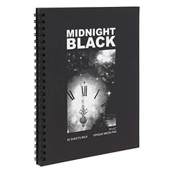 Creative Mark Midnight Black Paper Drawing & Sketch Pad, Spiral Bound 50 Sheets 80 lb. (120gsm) Use with Opaque Media, Pastels, Metallic Inks [9" x 12"]