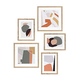 Kate and Laurel Mid-Century Modern Art Set, Set of 5, Natural, Bold Transitional Art Framed Under Glass