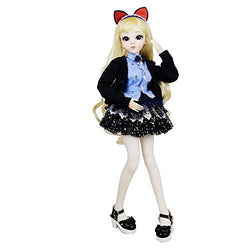 EVA BJD Doll 1/3 Ball Mechanical Jointed Doll With Full Set of Clothes Coat Shoes Hair Socks Pants Accessories,Height 1.9ft 23in (Linda)