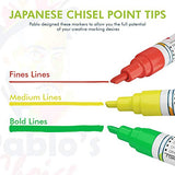 Paint Markers with Chisel Tip Fine Control - Imported from Japan, Precision Paint Pen for Rock Painting - Glass & Mug Permament Oil Based 18-Pack Multi Color