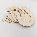 Healifty 24pcs Wood Discs Slices Horseshoe Shape Unfinished Wooden Cutouts Craft DIY Decoration