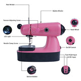 Flying Banana Mini Sewing Machine for Beginners, Girls Sewing Machine Ages 8-12 Kids, Pink Sewing Machine Lightweight Small Electric Maquina De Coser with Extension Table, LED Light