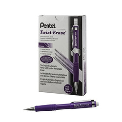 Pentel Twist-Erase III Mechanical Pencil, 12 Pack, 0.9mm, Violet Barrel (QE519V)