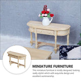 EXCEART Miniature Wood Side Table Dollhouse Desk 1 12 Scale Dollhouse 1: 12 Wooden Furniture Half- Round Model for DIY Dollhouse Furniture Accessories