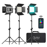 GVM RGB LED Video Light with Bluetooth Control, 880RS 60W Photography Lighting kit Dimmable LED Panel with LCD Screen, 3 Packs Studio Light for YouTube, Streaming, Gaming, 8 Applicable Scenes, CRI97