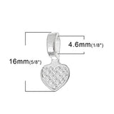 Rockin Beads Brand, 200 Glue on Heart Bails Pendant Hanger Silver Plated 16x8mm