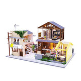 Cool Beans Boutique Miniature Dollhouse DIY Kit - Wooden Japanese Home with a Garage or Entertainment Room - with Dust Cover (Scale 1:24 Japanese Home)