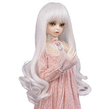 MUZI Wig 1/3 Bjd Hair High Temperature Long Gray Straight and Curly Bjd Wig SD for BJD Doll (1001)