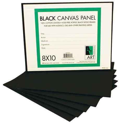Art Alternatives Black Canvas Panels - 8"x10" Pack of 6