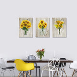 AIJUANW Sunflower Wall Art Texture Canvas Print - Concave-Convex Simulation Hand-Painted for Bedroom Living Room Home Wall Decor Paintings Artwork Modern Pictures Ready to Hang x 3 Panel