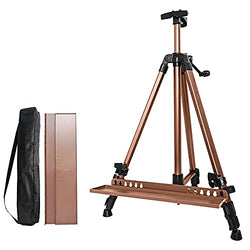 Coestai 60" Painting Easel Stand, 21"to 60"Adjustabl eart Easel for Painting Canvases Aluminum Art Easel with Paintbrush Tray Display Stand (Gold)