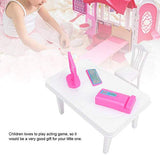 Doll House Accessories Mini Furniture Set with Mini Computer, Keyboard, Fax Machine, Desk Chair for Girl Toy Gift for Barbie Dollhouse Decoration