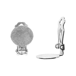 Beadaholique Clip On Earring Findings with Pad for Gluing, 15mm, Silver, Pair of 3