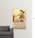 Solid-Faced Canvas Print Wall Art Print Entitled Zdenka Cerny, The Greatest Bohemian Violoncellist, Vintage Poster, by Alphonse Mucha 32"x48"