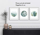 Forest Landscape Art Prints- Nature Wall Decor - Set of 3-8x10 - Unframed