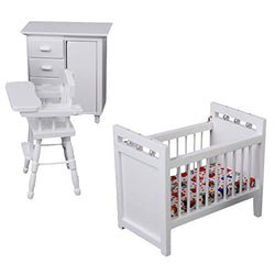 1/12 Dollhouse Miniature Furniture Baby Bedroom Set White