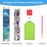QENSPE Diamond Painting Kits for Adults, Rose Diamond Painting Kits, 5D Diamond Painting Rose Flower Diamond Art Kits, DIY Blue Rose Diamond Dots Paint by Numbers Kit (12x16 in)