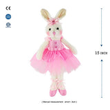 WEWILL Ballerina Bunny Stuffed Animal Adorable Soft Plush Toys Rabbit Doll, Girls Gift, 15-Inch