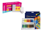 Mini Canvas Bundle with Acrylic Paint Set 24 Colors