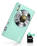 Digital Camera, Zostuic 2.7K Autofocus 48MP Kids Camera with 32 GB Card 16X Compact Portable Mini Toy Cameras Christmas Birthday Festival Gift for 4-15 Year Old Kid Children Teens Girls Boys(Green)