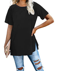 Jescakoo Summer Blouses for Women Fashion 2020 Loose Cute Tunic Tees Tops Shirts Black XL