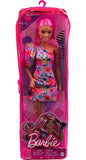 Barbie Fashionistas Doll #189, Pink Hair, Off-Shoulder Floral Dress, Sunglasses, Prosthetic Leg, Sneakers, Toy for Kids 3 to 8 Years Old