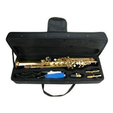 Merano B Flat Gold Soprano Saxophone,Case,Reed,Screw Driver, Nipper,A Pair of Gloves,Soft Cleaning Cloth, Music Stand