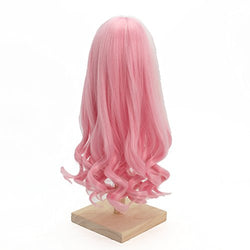 1/3 BJD Doll Wig High Temperature Synthetic Fiber Long Pink to White Curly Hair Wig for 1/3 BJD SD Doll