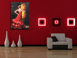 Paimuni Dancing Lady Oil Paintings Hand Painted Attractive Woman Dancer in Red Dress Canvas Wall Art Ready to Hang Wall Decor (24x36 Inches)