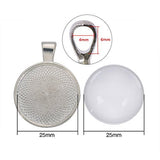 Shappy 24 Pieces 25 mm Round Glass Dome Tiles Clear Cameo with 24 Pieces Pendant Bezel Round